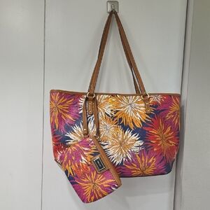 Nine West Multicolor Floral Tote and Wristlet Gorgeous Bag